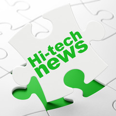 News concept: Hi-tech News on puzzle background