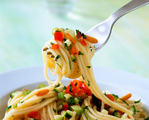 Fork with spaghetti