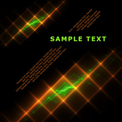 Abstract template with glowing grid on black