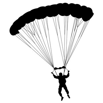 The Skydiver silhouettes parachuting a vector illustration.