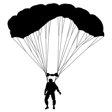 The Skydiver silhouettes parachuting a vector illustration.