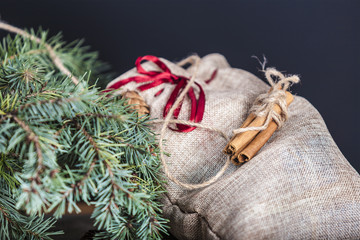 Christmas concept with cinnamon sticks