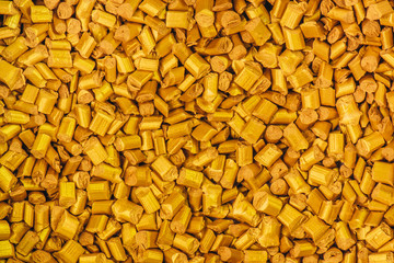 plastic granules close up for holding,Colorful plastic granules with white background.