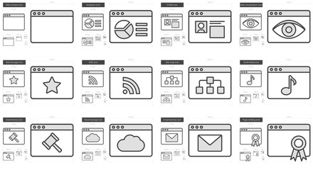 Application line icon set.