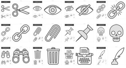 Content Edition line icon set.