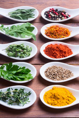 assortment of indian spices and herbs