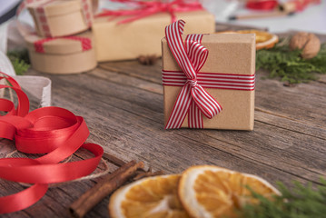 Christmas gift. Close-up.