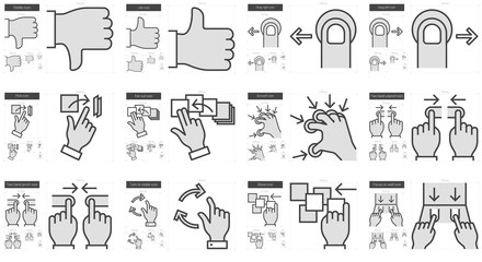 Touch gestures line icon set.