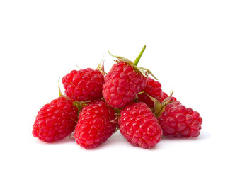 Ripe raspberry on a white background