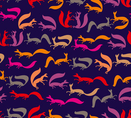 Fox moving seamless pattern.