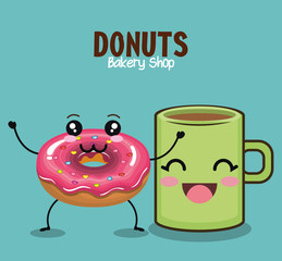 delicious donut comic character vector illustration design