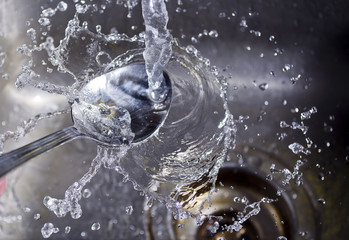 Water Splash while Washing Spoon