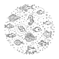 Set of vector fish icons