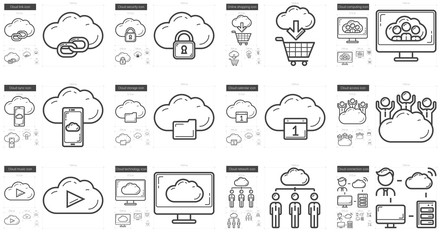 Hi-Tech line icon set.