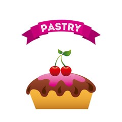 sweet cake dessert icon over white background. pastry design. over white background