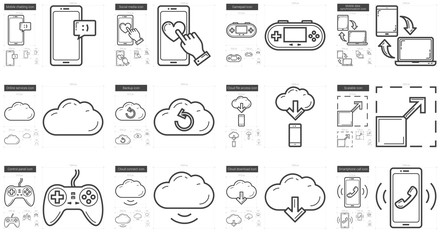 Mobility line icon set.