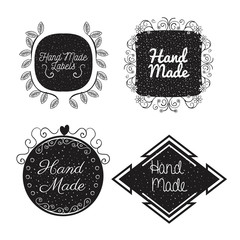 hand made labels monochrome icon vector illustration design