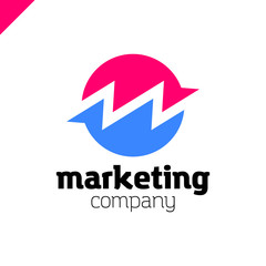 Bank or finance organization letter M or W logo template. Marketing rate simple circle logotype