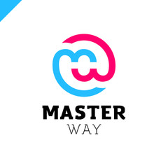 Bank or finance organization letter M or W logo template. Marketing rate simple circle logotype