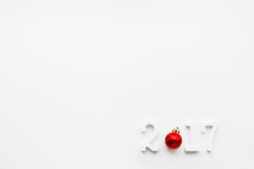 New Year 2017 background with bright red ball. Place for text.