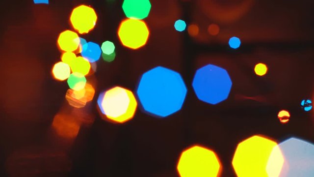 Abstract Blurred Christmas Lights Bokeh Background. 4K