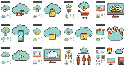 Hi-Tech line icon set.