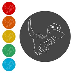 Cute Cartoon Dinosaur icons set 
