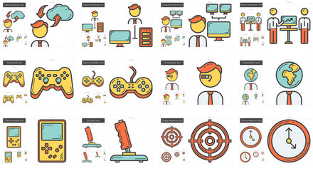 Hi-Tech line icon set.