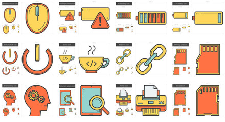 Technology line icon set.
