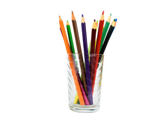 beautiful colorful pencils in a glass 