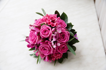 Beautiful bridal bouquet of pink roses