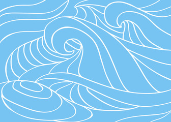 Stormy sea waves design, vector pattern