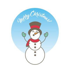 colorful merry christmas card with snowman icon. vector illustration