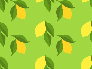 Lemon seamless vector pattern/Seamless pattern with yellow lemons on a green background