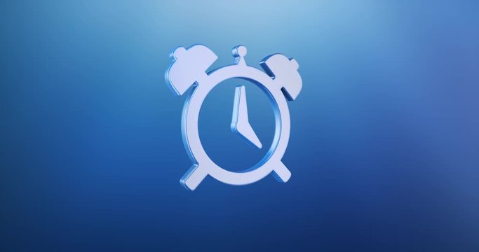 Animated Alarm Clock Blue 3d Icon Loop Modules for edit with alpha matte
