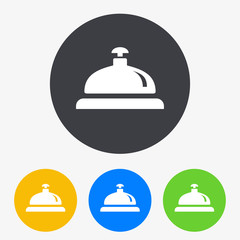 Icono plano timbre recepcion hotel en circulo varios colores