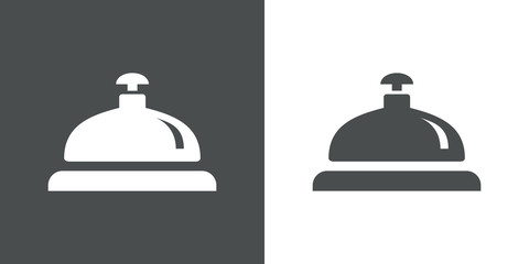 Icono plano timbre recepcion hotel gris y blanco