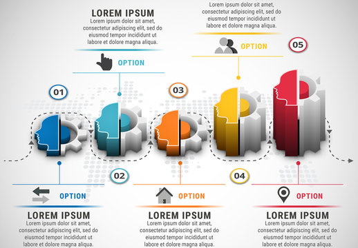 Silhouette and Gear Element Infographic