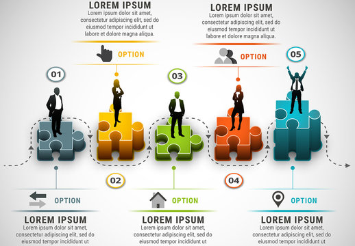 Businesspeople on Puzzle Pieces Element Infographic