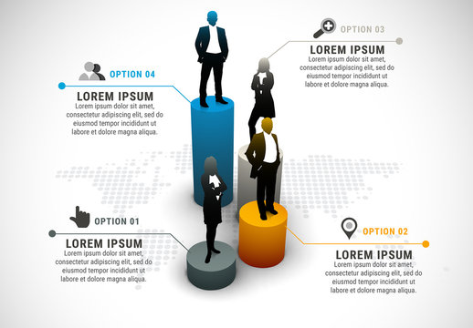 Businesspeople on Cylindrical Blocks Infographic
