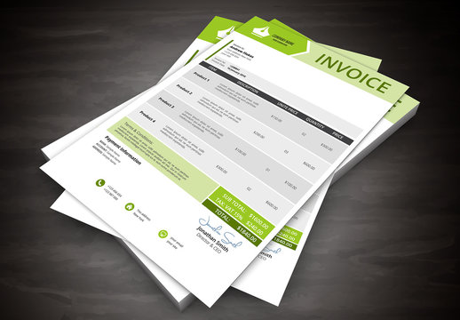 Green Arrow Header Element Invoice Layout