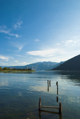 Boat in nice lake in San Lucas Toliman, Atitlan, Guatemala.