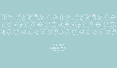 christmas icon elements banner blue background