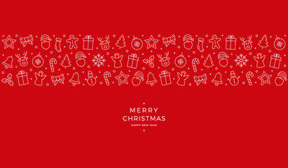 christmas icon elements banner red background