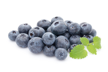 Group of fresh juisy blueberries isolated on white background.