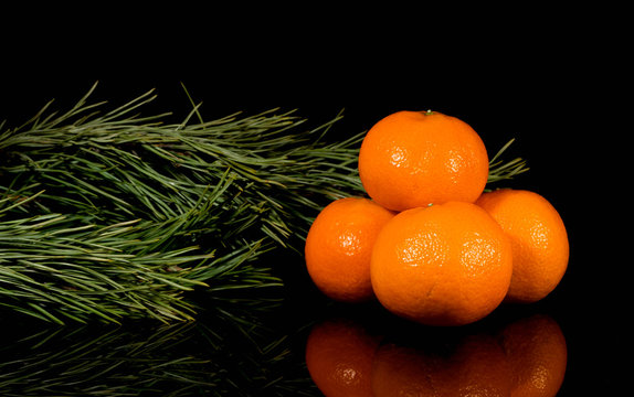 Tangerine with water splash