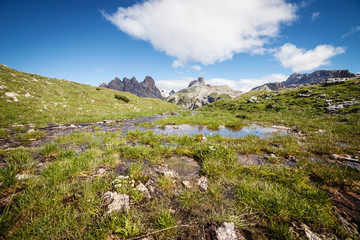 Sunny alpine mountain valley