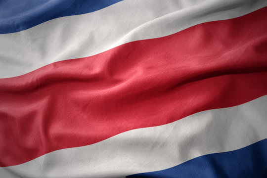 waving colorful flag of costa rica.