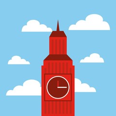 iconic big ben building of london city over sky background. colorful design. vector illustration