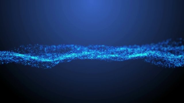 Animated vector rippling water with blurred background. Looped blue waving particles in slow motion. Ultra High Definition 4K seamless loop video.